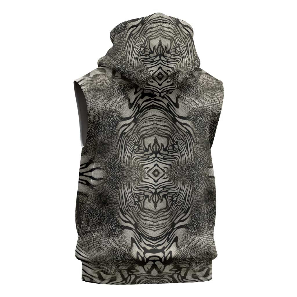 African Zebra Elephant Skin Pattern Sleeveless Zip Hoodie