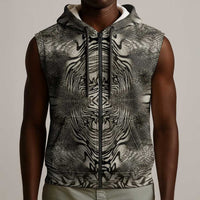 African Zebra Elephant Skin Pattern Sleeveless Zip Hoodie