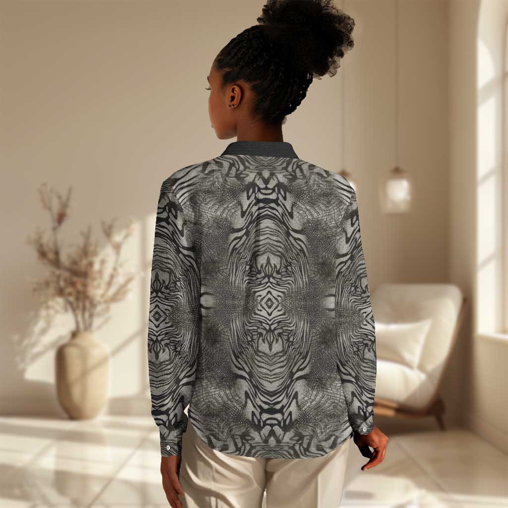 African Zebra Elephant Skin Pattern Women Casual Shirt