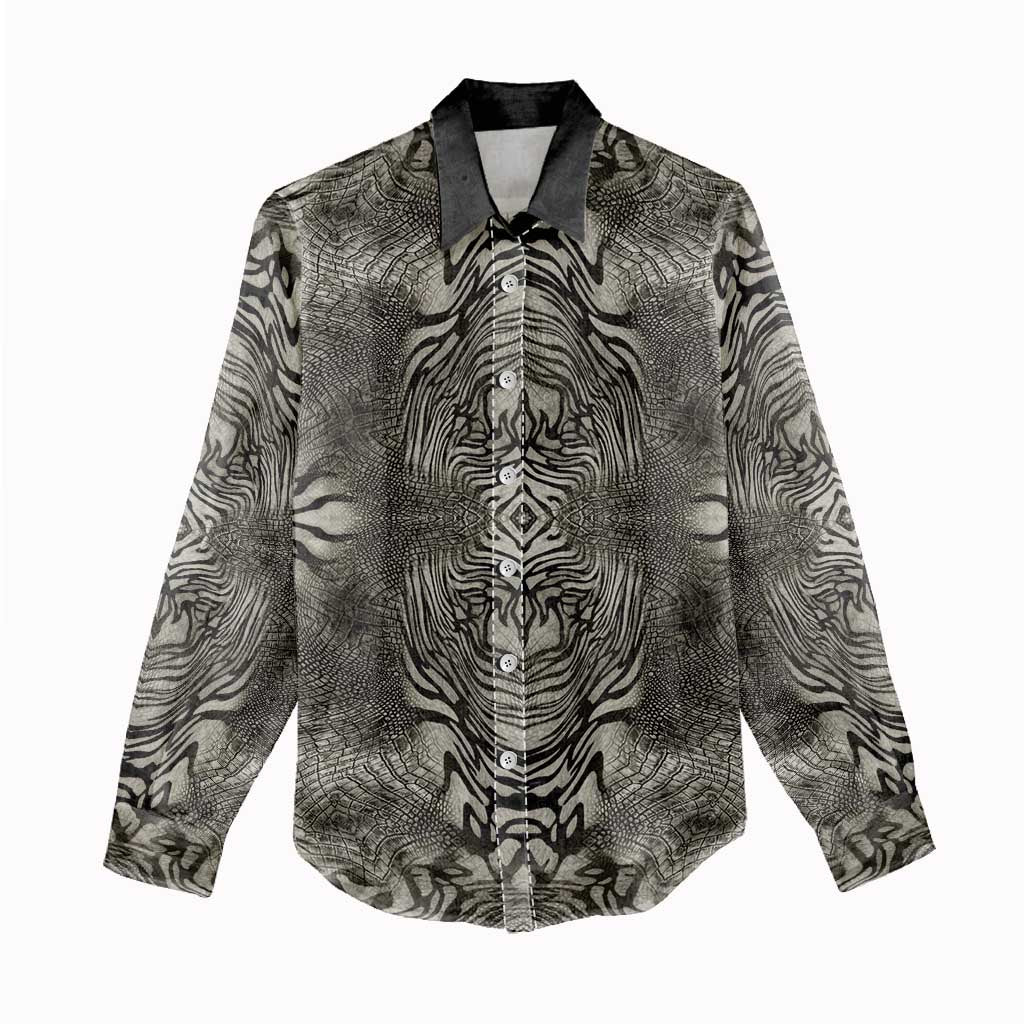African Zebra Elephant Skin Pattern Women Casual Shirt