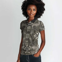 African Zebra Elephant Skin Pattern Women Polo Shirt