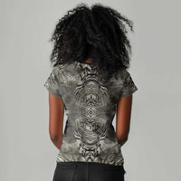 African Zebra Elephant Skin Pattern Women V-Neck T-Shirt