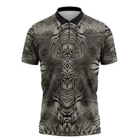 African Zebra Elephant Skin Pattern Zipper Polo Shirt