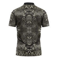 African Zebra Elephant Skin Pattern Zipper Polo Shirt