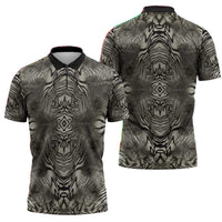 African Zebra Elephant Skin Pattern Zipper Polo Shirt