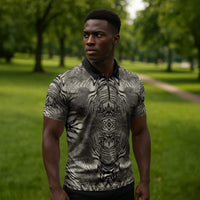 African Zebra Elephant Skin Pattern Zipper Polo Shirt