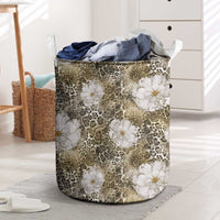 African Leopard Floral Pattern Laundry Basket Sahara Pearl