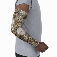 African Leopard Floral Pattern Arm Sleeves Sahara Pearl