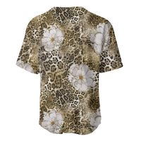African Leopard Floral Pattern Baseball Jersey Sahara Pearl