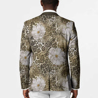 African Leopard Floral Pattern Blazer Sahara Pearl