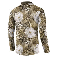African Leopard Floral Pattern Button Sweatshirt Sahara Pearl