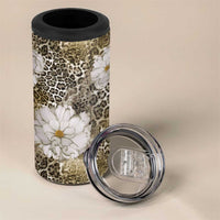 African Leopard Floral Pattern 4 in 1 Can Cooler Tumbler Sahara Pearl