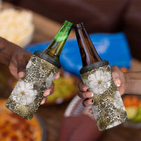 African Leopard Floral Pattern 4 in 1 Can Cooler Tumbler Sahara Pearl