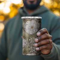 African Leopard Floral Pattern 4 in 1 Can Cooler Tumbler Sahara Pearl