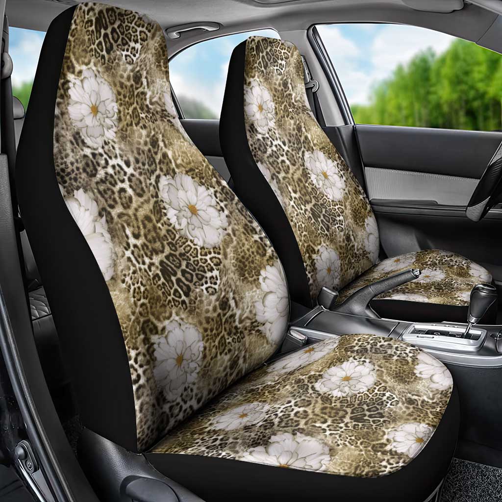 African Leopard Floral Pattern Car Seat Cover Sahara Pearl