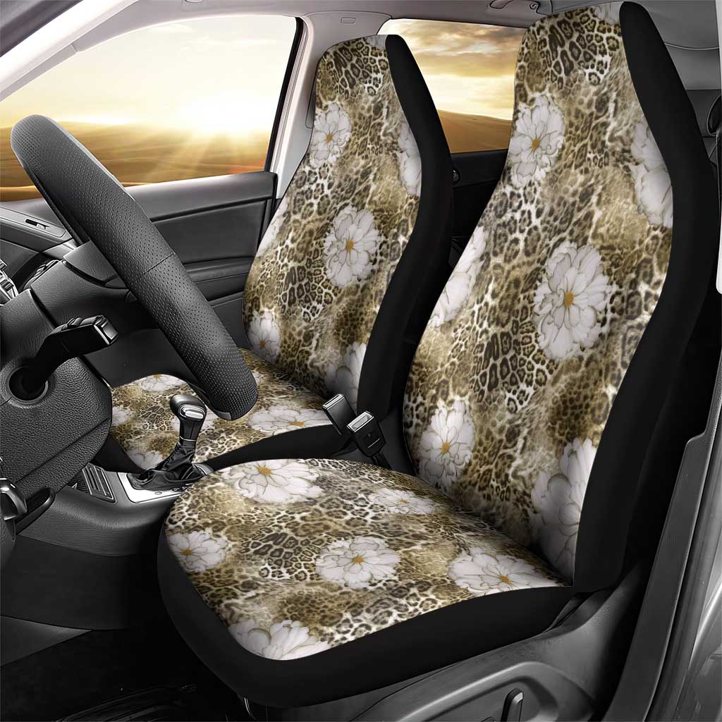 African Leopard Floral Pattern Car Seat Cover Sahara Pearl