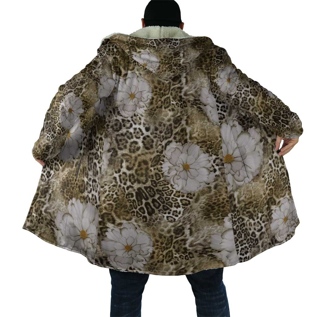African Leopard Floral Pattern Cloak Sahara Pearl