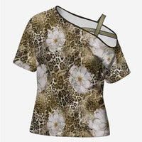 African Leopard Floral Pattern Cross Shoulder Shirt Sahara Pearl