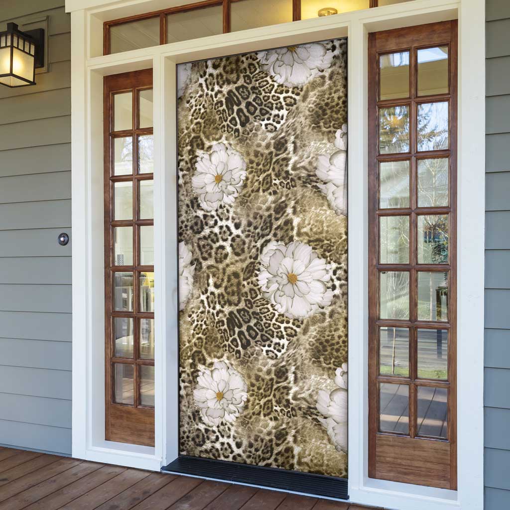 African Leopard Floral Pattern Door Cover Sahara Pearl