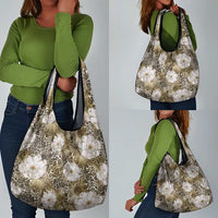 African Leopard Floral Pattern Grocery Bag Sahara Pearl