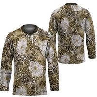 African Leopard Floral Pattern Hockey Jersey Sahara Pearl