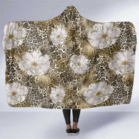 African Leopard Floral Pattern Hooded Blanket Sahara Pearl
