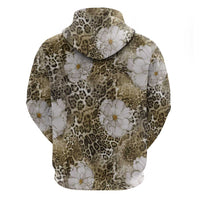 African Leopard Floral Pattern Hoodie Sahara Pearl