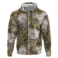 African Leopard Floral Pattern Hoodie Sahara Pearl