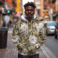 African Leopard Floral Pattern Hoodie Sahara Pearl