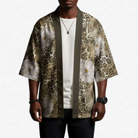 African Leopard Floral Pattern Kimono Sahara Pearl