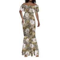 African Leopard Floral Pattern Mermaid Dress Sahara Pearl