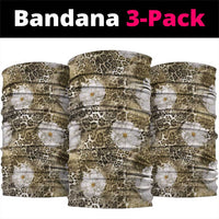 African Leopard Floral Pattern Neck Gaiter Sahara Pearl