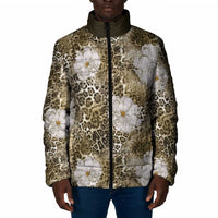 African Leopard Floral Pattern Padded Jacket Sahara Pearl