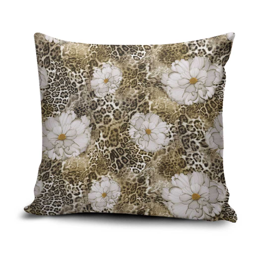 African Leopard Floral Pattern Pillow Cover Sahara Pearl