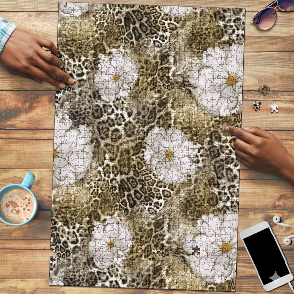 African Leopard Floral Pattern Puzzle Sahara Pearl