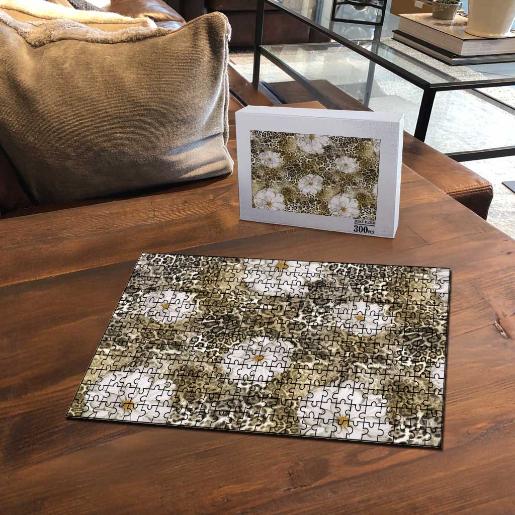 African Leopard Floral Pattern Puzzle Sahara Pearl