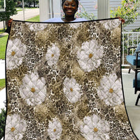 African Leopard Floral Pattern Quilt Sahara Pearl