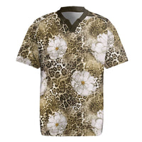 African Leopard Floral Pattern Rugby Jersey Sahara Pearl