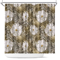 African Leopard Floral Pattern Shower Curtain Sahara Pearl