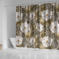 African Leopard Floral Pattern Shower Curtain Sahara Pearl
