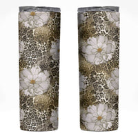 African Leopard Floral Pattern Skinny Tumbler Sahara Pearl