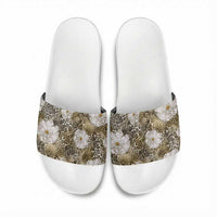 African Leopard Floral Pattern Slide Sandals Sahara Pearl