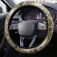 African Leopard Floral Pattern Steering Wheel Cover Sahara Pearl