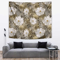 African Leopard Floral Pattern Tapestry Sahara Pearl