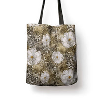 African Leopard Floral Pattern Tote Bag Sahara Pearl