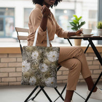 African Leopard Floral Pattern Tote Bag Sahara Pearl