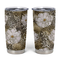 African Leopard Floral Pattern Tumbler Cup Sahara Pearl