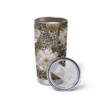 African Leopard Floral Pattern Tumbler Cup Sahara Pearl