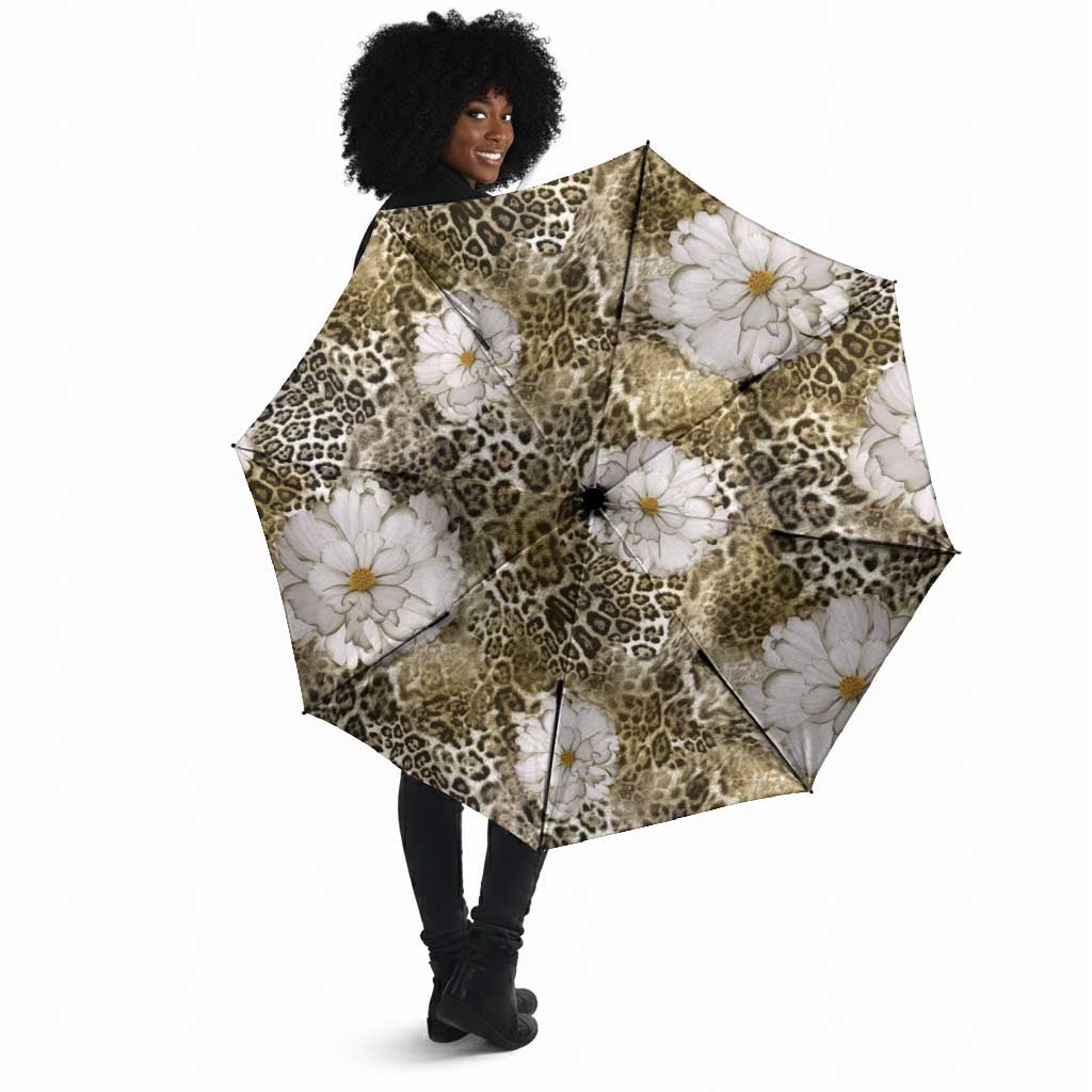 African Leopard Floral Pattern Umbrella Sahara Pearl