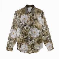 African Leopard Floral Pattern Women Casual Shirt Sahara Pearl